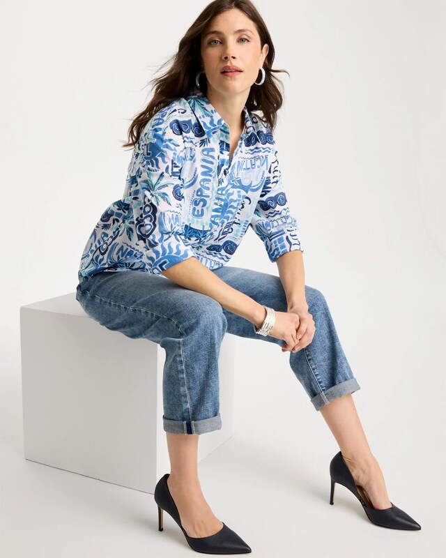 Cotton Voile Collared Beach Shirt - image 2